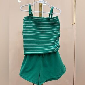 Art Class Green Striped Kids Matching Set